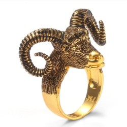 Big sheep horn - goat head - punk style ringRings