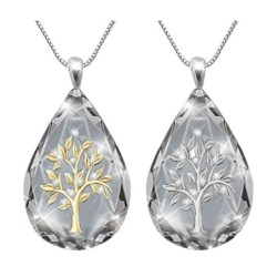 Pingente Life Tree com gota de água de cristal - com colar