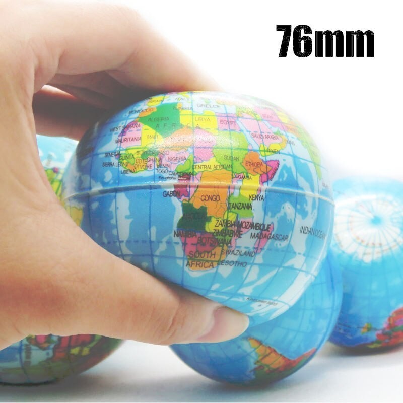 Bola de espuma com mapa do mundo - brinquedo para aliviar o estresse - 76mm