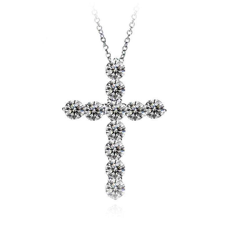 White crystal cross pendant - with necklaceNecklaces
