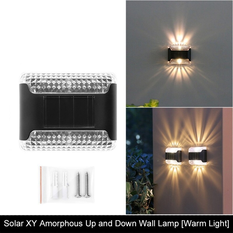 Luminária de parede solar para jardim - luz ascendente / descendente - LED - à prova d'água