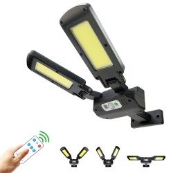 Luz de rua solar - lâmpada de duas cabeças - sensor de movimento PIR - à prova d'água - 200 COB - 3000mAh