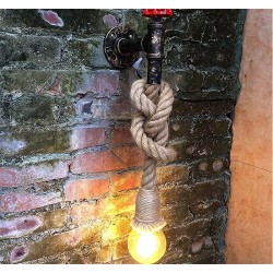 Tubo industrial - candeeiro de parede vintage com corda de cânhamo
