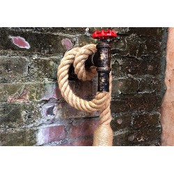 Tubo industrial - candeeiro de parede vintage com corda de cânhamo