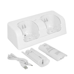 Carregador USB duplo Wii Controller com 2 baterias de 2800mAh
