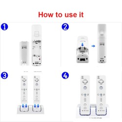 Carregador USB duplo Wii Controller com 2 baterias de 2800mAh