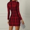Sexy long sleeve mini dress - plaid designDresses
