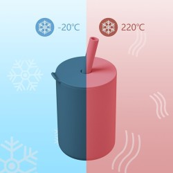 Kids silicone drinking cup - cold / hot water - with straw - leakproof - BPA free - solid colorBaby