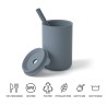 Copo infantil de silicone - água fria / quente - com canudo - à prova de vazamentos - sem BPA - cor sólida