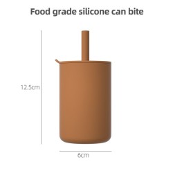 Kids silicone drinking cup - cold / hot water - with straw - leakproof - BPA free - solid colorBaby