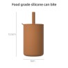 Copo infantil de silicone - água fria / quente - com canudo - à prova de vazamentos - sem BPA - cor sólida