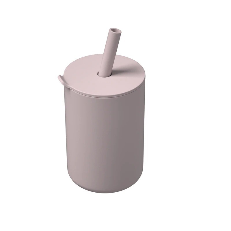 Copo infantil de silicone - água fria / quente - com canudo - à prova de vazamentos - sem BPA - cor sólida