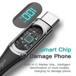Essager - Cabo USB tipo C para USB C - PD carregamento rápido - com display digital - 100W / 5A