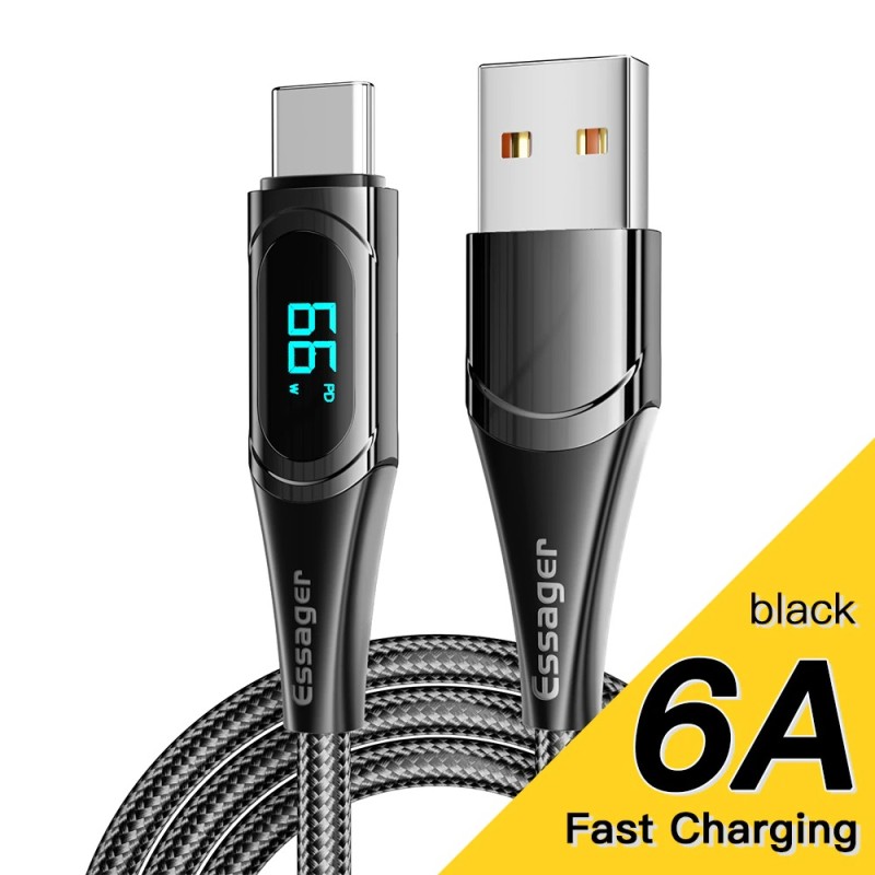 Essager - Cabo USB tipo C para USB C - PD carregamento rápido - com display digital - 100W / 5A