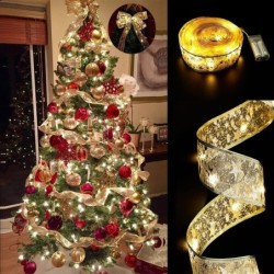 Embroidered LED ribbon - Christmas tree decoration - battery operatedChristmas