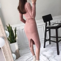 Knitted winter dress - with turtleneckDresses