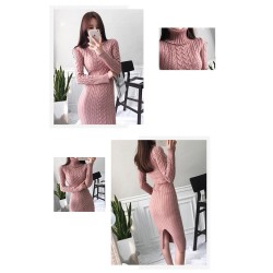 Knitted winter dress - with turtleneckDresses