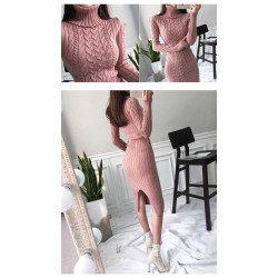 Vestido de inverno tricotado - com gola alta