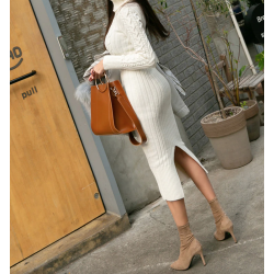 Knitted winter dress - with turtleneckDresses