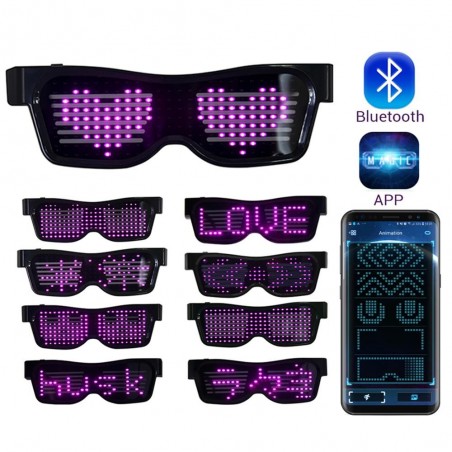Óculos de festa LED - App / controle manual - USB - Bluetooth