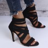 Crossed-strips high-heel pumps - ankle-length - back zipperHigh heels