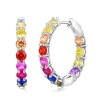 Brincos de argola elegantes - com cristais coloridos - prata de lei 925