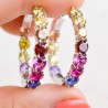 Brincos de argola elegantes - com cristais coloridos - prata de lei 925