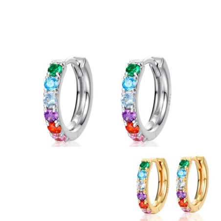 Elegant round earrings - colorful crystals - 925 sterling silverEarrings