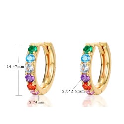 Elegant round earrings - colorful crystals - 925 sterling silverEarrings