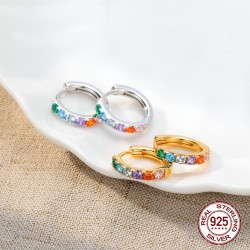 Elegant round earrings - colorful crystals - 925 sterling silverEarrings