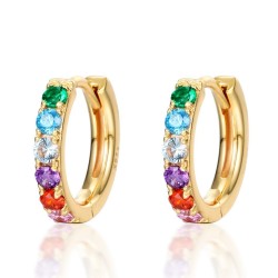 Elegant round earrings - colorful crystals - 925 sterling silverEarrings