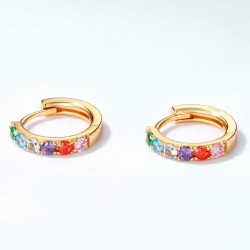Elegant round earrings - colorful crystals - 925 sterling silverEarrings