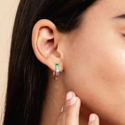 Elegant round earrings - colorful crystals - 925 sterling silverEarrings