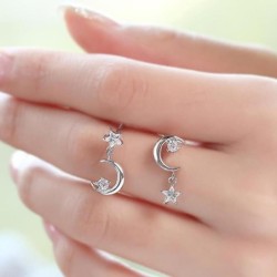 Star / moon asymmetric earrings - with crystalsEarrings
