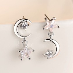 Star / moon asymmetric earrings - with crystalsEarrings