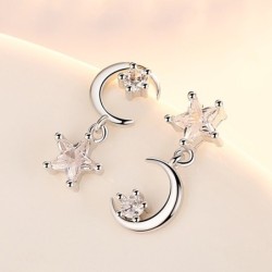 Star / moon asymmetric earrings - with crystalsEarrings