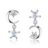 Star / moon asymmetric earrings - with crystalsEarrings