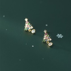 Colorful crystal Christmas tree - 925 sterling silver earringsEarrings