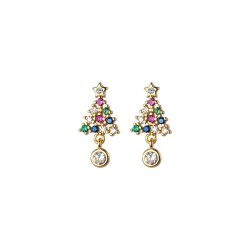 Colorful crystal Christmas tree - 925 sterling silver earringsEarrings