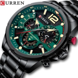 CURREN - relógio Quartz esportivo - aço inoxidável - à prova d'água