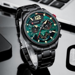 CURREN - relógio Quartz esportivo - aço inoxidável - à prova d'água