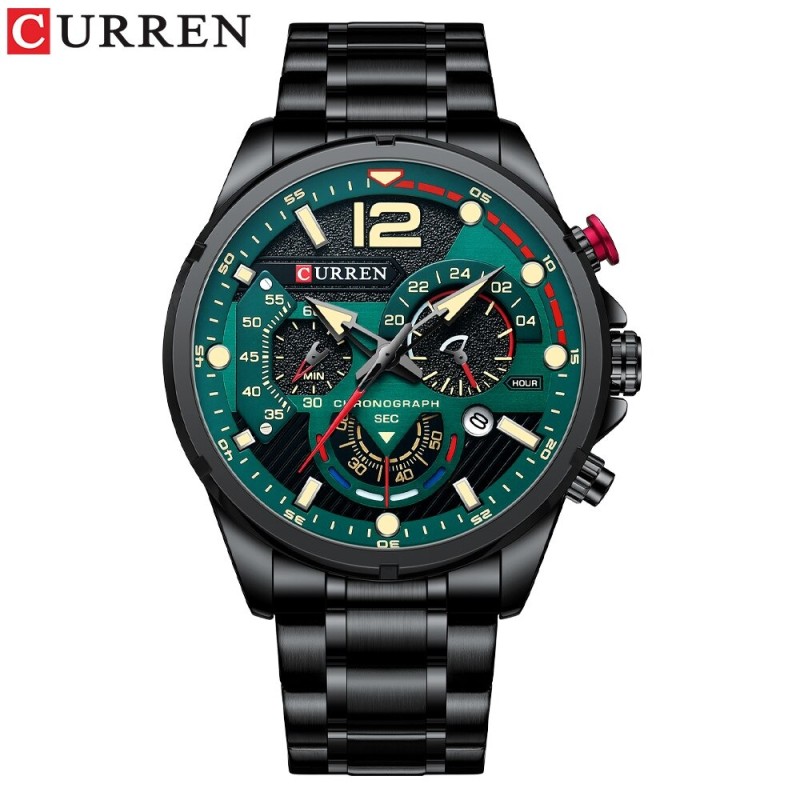 CURREN - relógio Quartz esportivo - aço inoxidável - à prova d'água