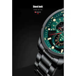 CURREN - relógio Quartz esportivo - aço inoxidável - à prova d'água