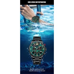 CURREN - relógio Quartz esportivo - aço inoxidável - à prova d'água