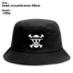Chapéu de lona - estilo balde - preto - com estampa de caveira