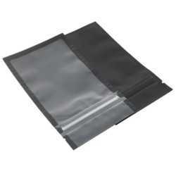 Sacos de plástico com fecho - preto fosco / transparente - 7,5 * 13 cm - 100 peças