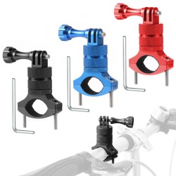Suporte para guidão de bicicleta/motocicleta - braçadeira de metal - suporte para câmera - giratório 360 - para câmeras GoPro