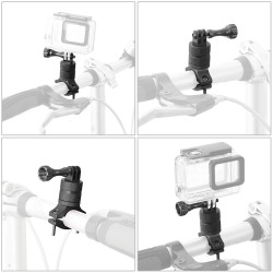 Suporte para guidão de bicicleta/motocicleta - braçadeira de metal - suporte para câmera - giratório 360 - para câmeras GoPro