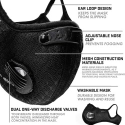 Protective face mask - wind / dust-windproof - PM25 active carbon filter - double air valveMouth masks