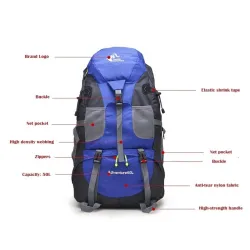 Mochila impermeável para camping / esportes - grande capacidade - 50L